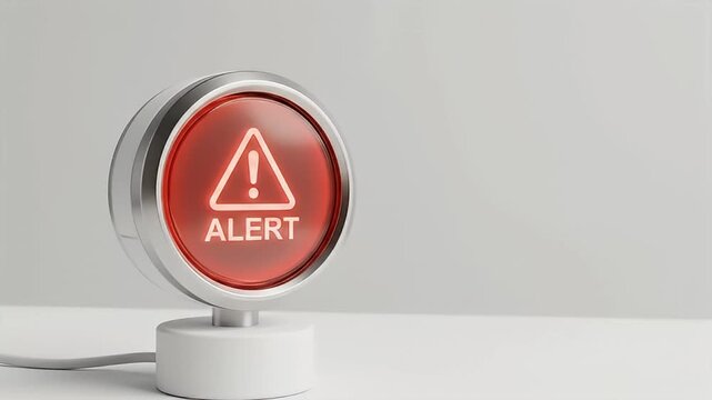 Red alert button warning symbol emergency alert caution symbol round alert light safety warning alert notification danger indicator illuminated alert modern alert device urgent notification