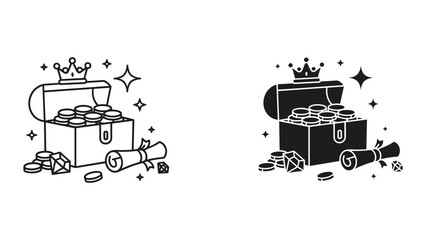 Treasure Chest Coins Gem Crown Royalty Reward © Shahriyar Rasel