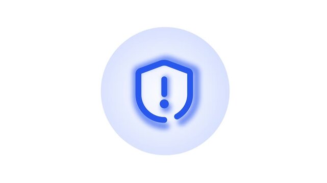 Blue warning sign icon with exclamation mark in a circle