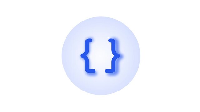 A blue bracket symbol on a light blue circle background