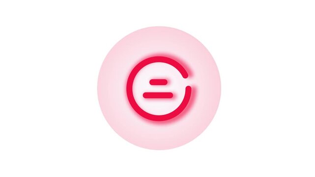 A pink circle with a red smiley face and equal sign on a white background
