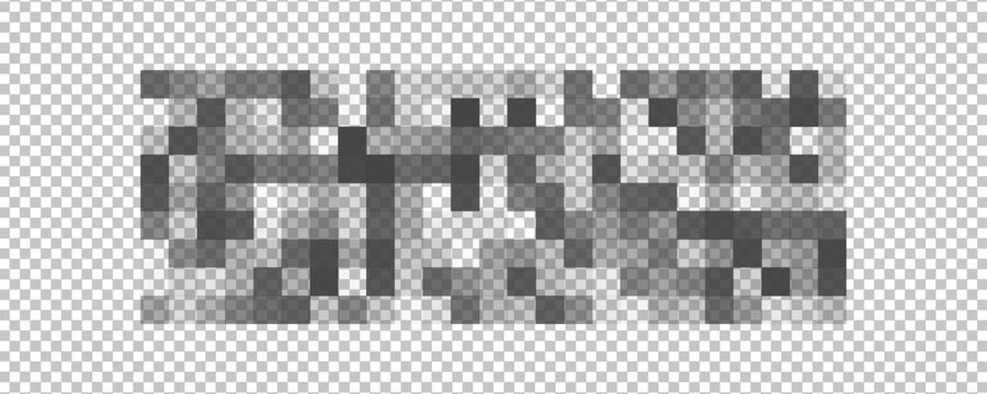 Censor blur checkered texture on transparent background. Mosaic pattern with pixel effect to hide text, image or another forbidden, unwanted or privacy content. Vector graphic illustration