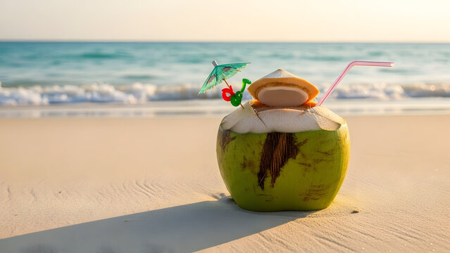 Coconut drink on beach