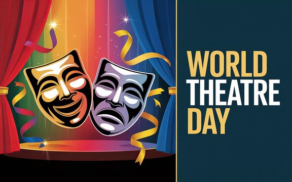 Creative poster showcasing theatrical masks symbolizing drama and performance art.