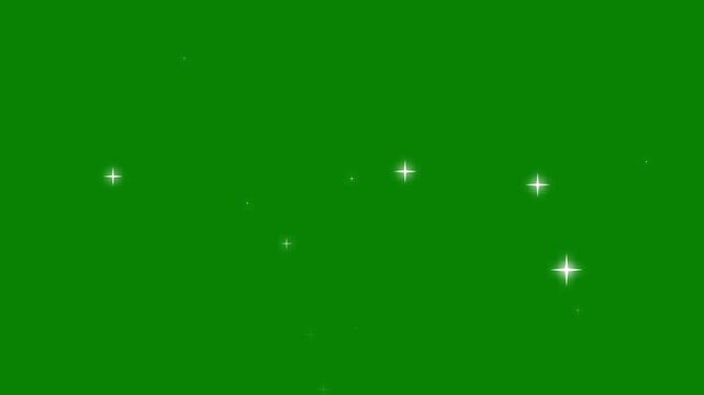 Sparkling glitter stars, fairy dust trail animation, twinkle light particles burst, glowing star shine effect, retro vector doodles sparkle, green screen background overlay loop 4k