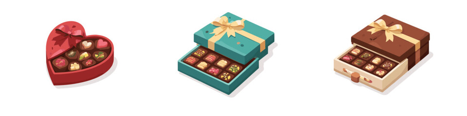 Obraz premium Assortment of beautifully presented chocolate boxes, perfect for gifting