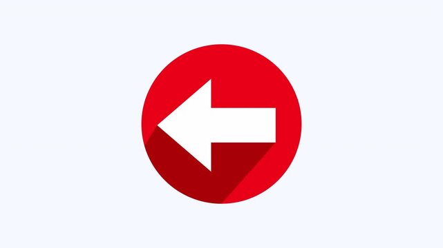 White arrow in red circle perfect for indicating directions, signage, alerts, navigation icons, website buttons, infographic elements, highlighting sections.