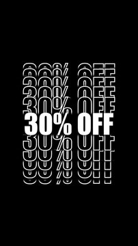 30% Off Animated Text Overlay &ndash; White Discount Promo Transparent Background