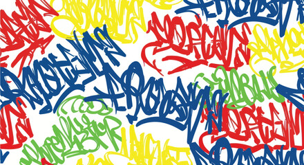 Vibrant Graffiti Tag Background - Colorful Abstract Street Art Pattern © rokok