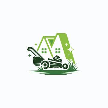 Land Mower Landscaping Home & Garden Logo