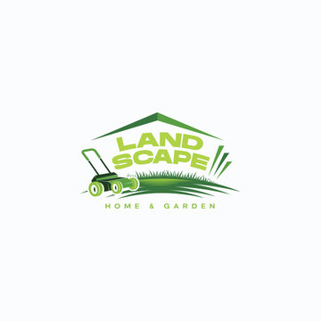 Land Mower Landscaping Home & Garden Logo