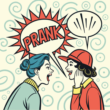 Comic style prank explosion with halftone dots, bold colors, vector illustration