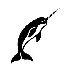 Logo vida marina. Dibujo sencillo con líneas de un narval  © teracreonte