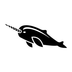 Logo vida marina. Dibujo sencillo con silueta de un narval  © teracreonte