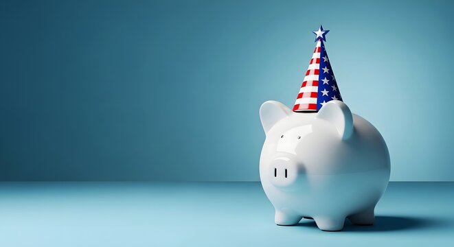Celebrating american independence day with a patriotic piggy bank