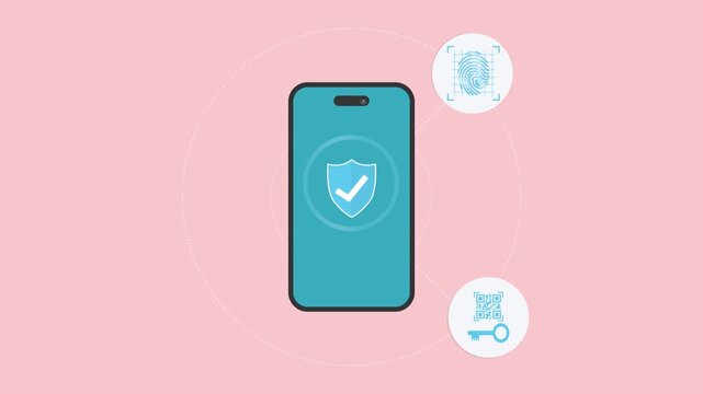 Mobile biometric authentication process animation with smartphone security verification system