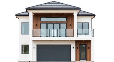 Obraz premium Modern two story house with balcony and garage real estate property