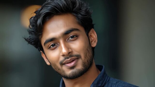 Young Indian male engineer and architect confidently poses in a vibrant urban setting showcasing his professional demeanor and dedication to design excellence