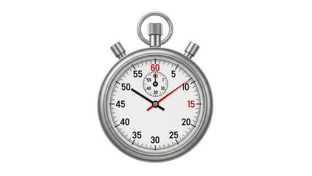 Stopwatch illustration with red and black hands