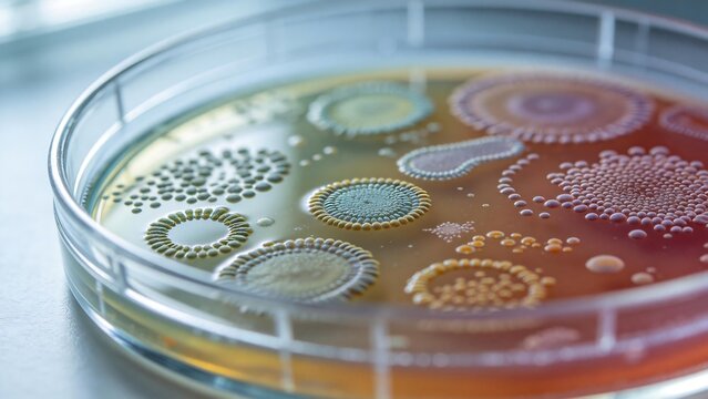 Petri dish with bacterial colonies