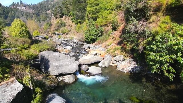 Lapas waterfall is located in Lapas village, Barot valley, Himachal Pradesh, India