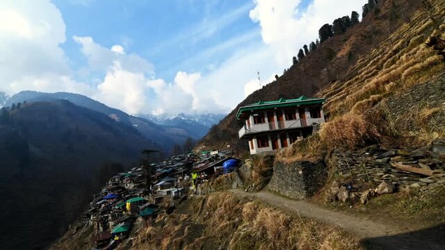 Timelapse of Polling village is a secluded, picturesque hamlet located neat Barot in Himachal Pradesh's Mandi district