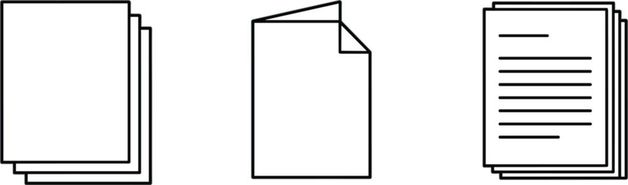 Set of Paper Stack Icons, Folder, and Document Symbols for Office and File Management Design
