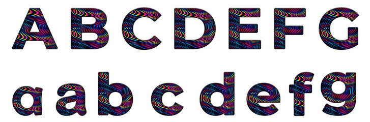 Abstract Techno Graphics a, b, c, d, e, f, g word design Alphabet letter text typography font .png © skopurbo