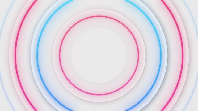 Minimalist White Neumorphic Concentric Glowing Rings Background 4k video