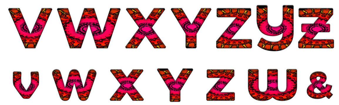 pattern circles fractal V, W, X, Y, Z word design Alphabet letter text typography font .png