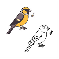 Obraz premium colorful bird singing with musical notes vector illustration