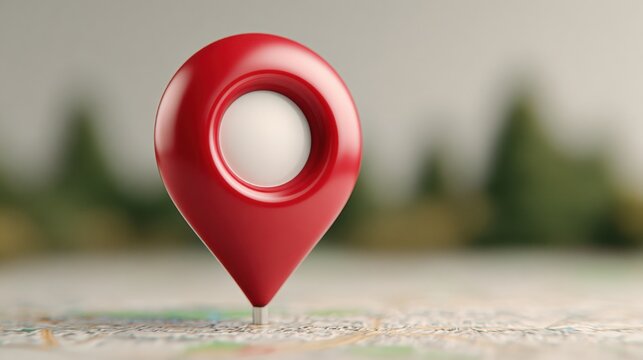 A bright red marker positioned on a map signifying geo-targeting and location-based rewards for navigation