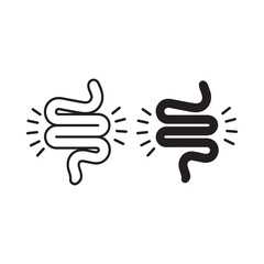 Fototapeta premium Two stylized black and white illustrations of intestines with radiating lines