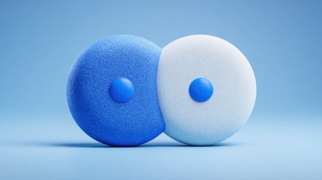Two blue and white sponges with a focus on cleaning tools for household use in domestic settings and everyday cleaning tasks