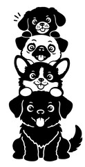 Fototapeta premium Cute Stacked Dogs SVG, Dog Vector, Funny Dog SVG, Dog Silhouette