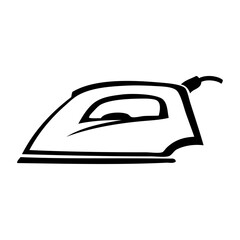 Logotipo con dibujo sencillo con líneas de una plancha eléctrica de vapor. Plancha doméstica para la ropa © teracreonte