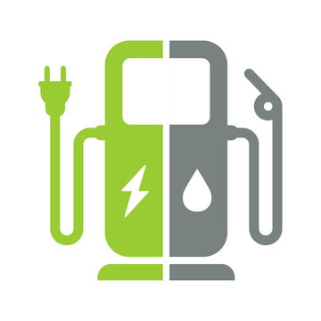 EV Environment friendly electric vehicle vs ICE conventional internal combustion engine automobile graphic. Editable Vector illustration