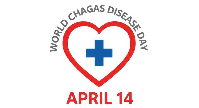 World chagas disease day logo with heart and cross