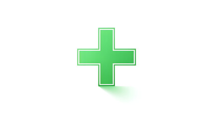 Obraz premium Vibrant Green Plus Sign 3D Icon with Subtle Shadow for Web and UI Design isolated PNG with Transparent Background