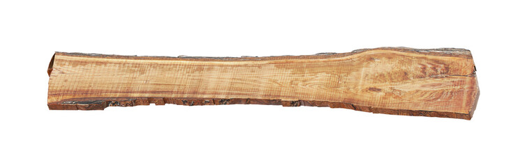 Fototapeta premium Natural Live Edge Wood Slab Front Perspective View Isolated on White Background