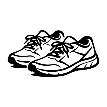 Logo tienda de deportes. Dibujo con l&iacute;neas de un par de zapatillas de deportes.