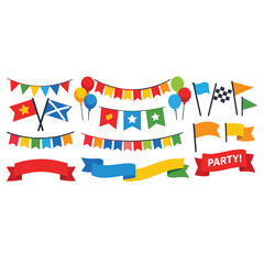 Fototapeta premium Party Decorations Flags And Banners With Balloon