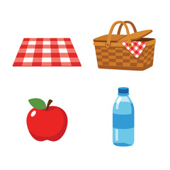 Picnic Essentials Picnic Items With Checkered Blanket