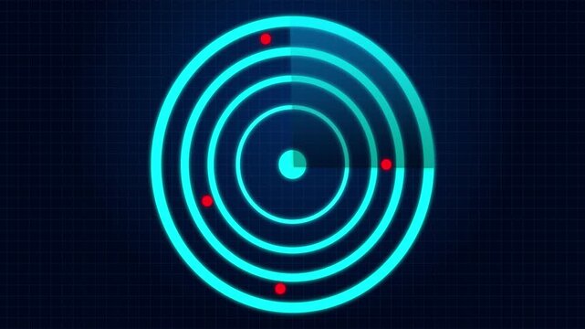 Futuristic blue radar screen scanning for targets