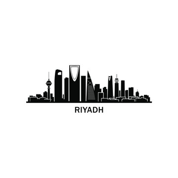 Riyadh City Skyline Silhouette Vector Saudi Arabia Modern Urban Cityscape Illustration