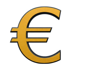 Fototapeta premium Euro currency symbol in a stylized gold color design isolated on transparent background