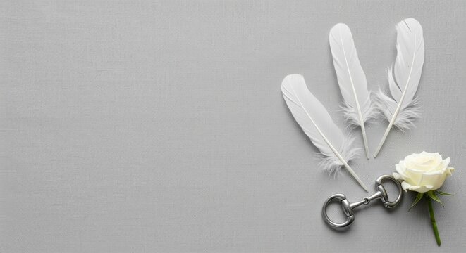 White rose feathers and key prop.