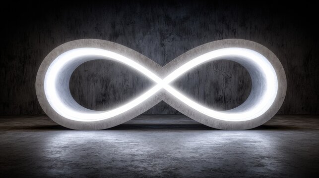 Abstract visualization of an infinity symbol indicating repetition and continuity within a quantum strategy loop framework