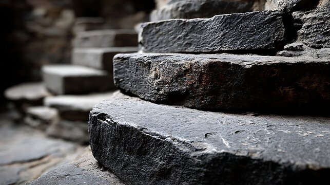 Ancient stone steps leading up to a historic structure.