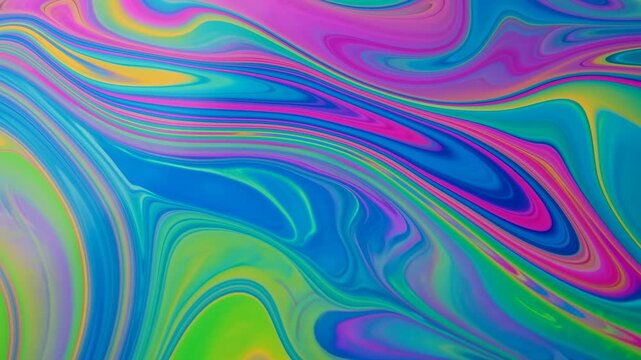 Kaleidoscopic Bands Of Rainbow Colors Swirl And Fold Over Shiny Surfaces In Hypnotic Motion